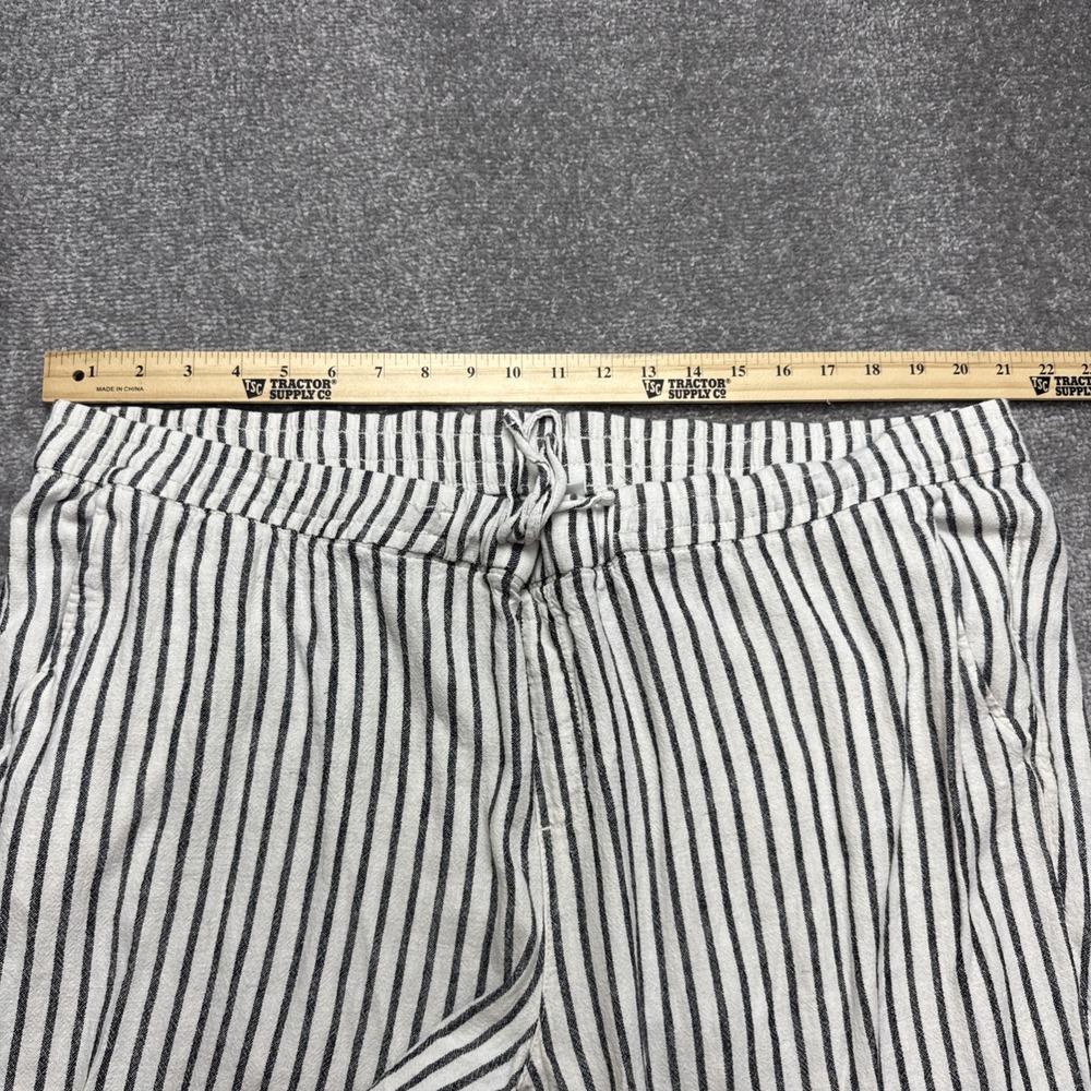 Linen Viscose Pants XXL Women's Black White Stripe Cropped Old Navy Drawstring - Picture 8 of 10